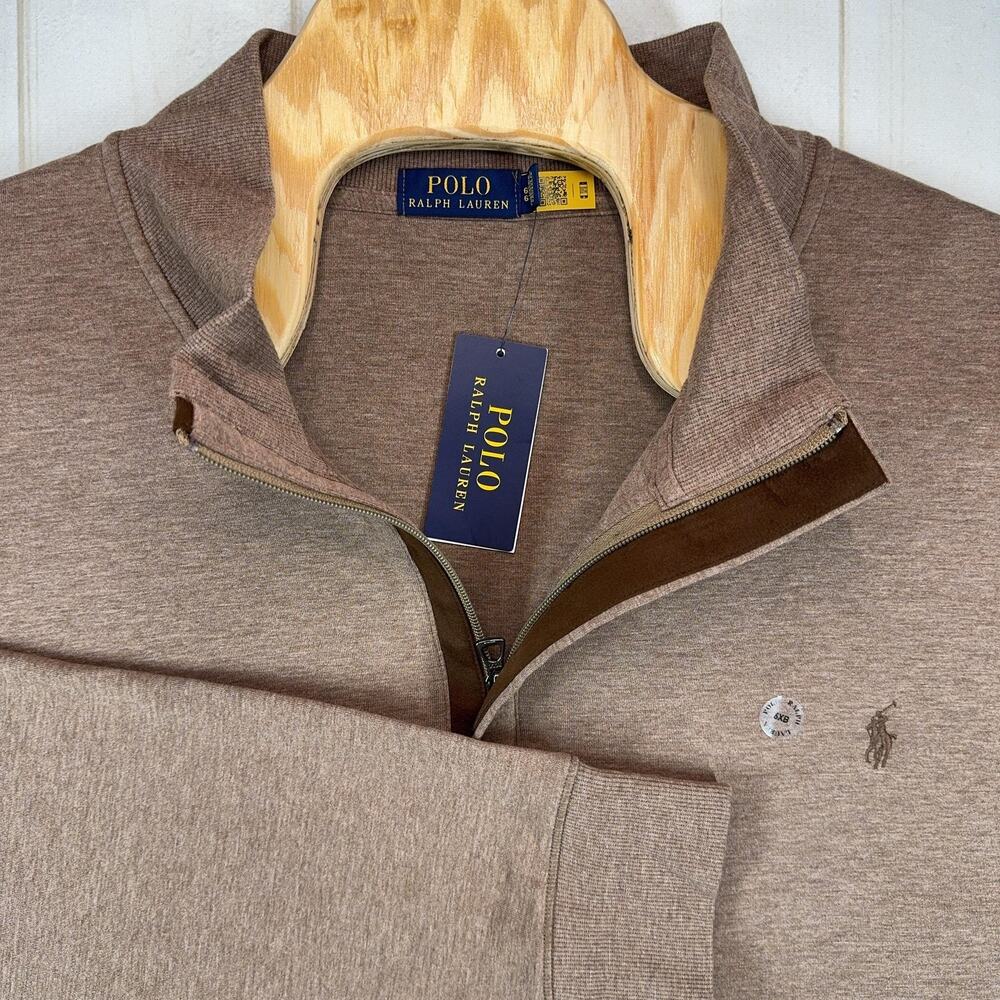 Polo Ralph Lauren 1/4 Zip Sweatshirt Mens 6XB Brown Mock Neck Pony Logo NEW $125